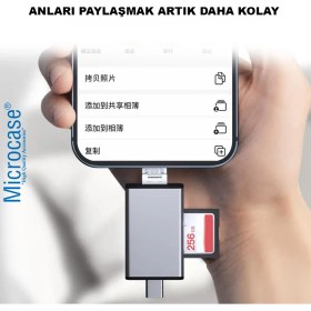 Resim Microcase Otg 7 In 1 Lightning Type C USB Hafıza Kart Okuyucu iPhone Android Kart Saklama Kutusu AL4217 