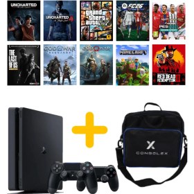 Resim Sony PS4 Slim 1TB (Yenilenmiş) + Çift Kol + ConsoleX Çanta + 12.02v Yazılım 