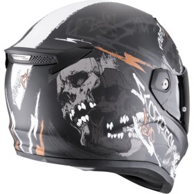 Resim Scorpion Covert Fx Skullz Kapalı Motosiklet Kaskı Mat Siyah Gri Altın 