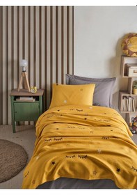 Resim Baskılı Pike Takımı Tek Kişilik Dide Sarı Sarı 