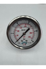 Resim SCOTT Ø 63 mm Gliserinli Tip Manometre 1/4'' Arkadan Bağlantılı 304 Inox Pirinç ( 0 .....25Bar ) 