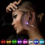 Resim Karanlıkta Parlayan LED Çivi Küpeler - Partiler, Disko Geceleri, Doğum Günleri ve Festivaller için Üniseks Moda Aksesuarı, Pil Dahil, Çok Renkli Taş Tasarımı, Kutlamalar ve Müzik Festivalleri için Mükemmel 