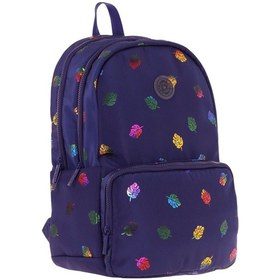 Resim Kaukko Shine Üç Bölmeli Lacivert Yaprak Desenli Sırt Çantası - K1778 Lacivert 