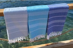 Resim Peştemal Plaj Havlusu 100x180 cm – Banyo Havlusu -Türk Hamam Havlusu - Kum Tutmayan, Çizgili, Püsküllü, İnce ve Hafif, Hızlı Kuruyan 