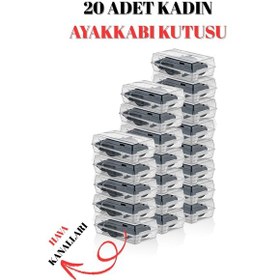 Resim 20'li Kadın Ayakkabı Saklama Kutusu Üst Üste Dizilebilir, Kapaklı Tasarım Beyaz 