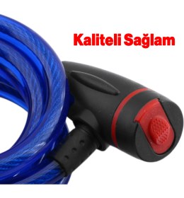 Resim Bisiklet Halat Zincir Kilit 150 cm Motosiklet Çelik Kilit Çap 12 mm Ø Hırsız Önleme Güvenlik 1 Adet 
