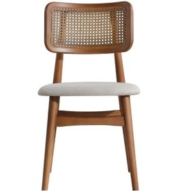 Resim Helios Hazeranlı Natural Ahşap Bohem Sandalye Ceviz - Beyaz 