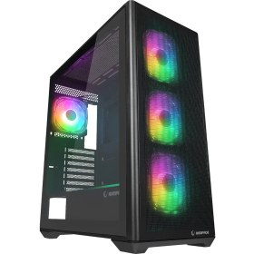 Resim Rampage Vortex V3 Temperli Cam+Mesh Sıyah 4xargb Fan+Hub E-Atx Mid-T Gamıng Kasa 