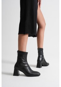 Resim Anevra Siyah Kalın Topuklu Streç Bot Siyah 