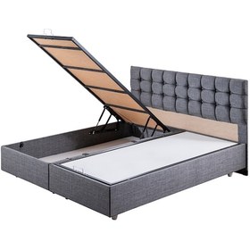 Resim Venedik Çift Kişilik Baza Başlık Letto Yatak Seti - Gri 160 x 200 