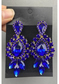 Resim Fdayaksesuar Saks Mavi Gold Damla Taşlı Küpe Frdy131 Çok Renkli 