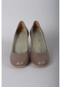 Resim Seç Kundura SEÇ 736 HAKİKİ DERİ TOPUKLU KADIN AYAKKABI (8cm) VİZON 