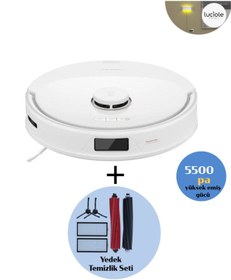 Resim Roborock Çift Rulo Fırça Hassas Haritalama Akıllı 5500pa Robot Süpürge Yedek Temizlik Seti + Lambader 