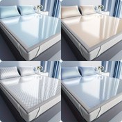 Resim Deluxe Yüksek Yoğunluklu Buz Sade Lif Kumaş Soğutma Matı 2/3'lü Set, Nefes Alabilir ve Sıkmayan Isıyla Serinletici Yastık Kılıfı, Pürüzsüz Açık Bej Renkli, Hava Döngüsü ile Rahatlatıcı - Makinede Yıkanabilir Buz Sade Lif Kumaş Çarşaf 