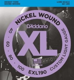 Resim D'Addario EXL190 XL Nickel 4 Telli Bas Gitar Teli - Custom Light (40-100) 