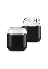 Resim Apple Uyumlu AirPods 2 2.nesil 3in1 Kılıf - Siyah-beyaz Düz Renkli 