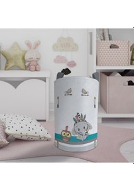 Resim Mekta Home Bebek Ve Çocuk Odası Kızılderili Filli Ve Seksek Desenli Oyuncak Sepeti Renkli Çok Renkli 