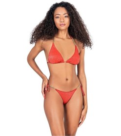 Resim Endeep Kadın Zincir Aksesuarlı Üçgen Kırmızı Bikini Takımı 