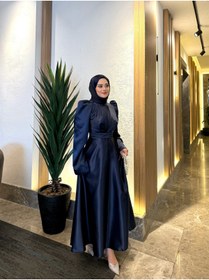 Resim By Atelier Lacivert İspanyol Kol Bera Tesettür Abiye 