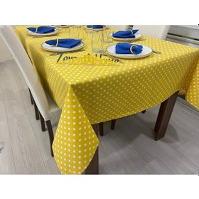 Resim Puantiyeli Sıvı Geçirmez Masa Örtüsü Sarı 