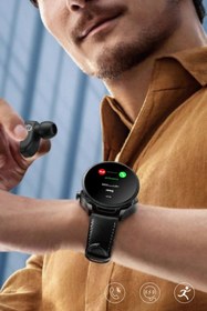 Resim Genel Markalar Bluetooth Kulaklıklı 2si 1 Arada Gps/nfc/siri Destekli Deri Kordonlu Watch Akıllı Saat 