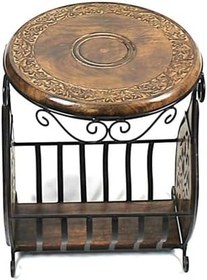 Resim Eskitme Ahşap Ferforje Sehpa Gazetelik 