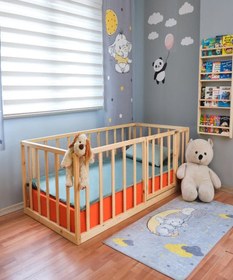 Resim Cosmo Montessori Bebek ve Çocuk Karyolası Doğal Ahşap Yatak - 90 X 190 
