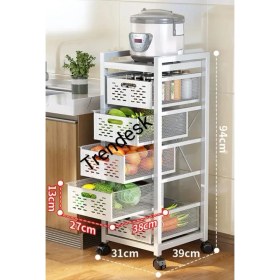 Resim Trendesk 4 Katlı Metal Beyaz Patates Soğan Sebze Meyve Sepeti Sebzelik 