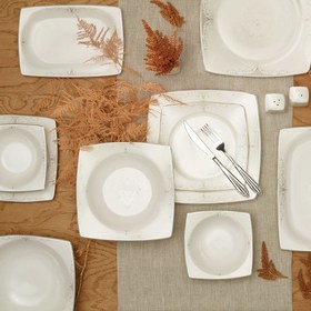 Resim Karaca Branco 57 Parça 12 Kişilik Porselen Kare Yemek Takımı 