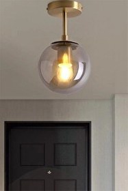 Resim Avize Pazarı Mini Modern Spor Gold Füme Camlı Tavan Plofonyer 