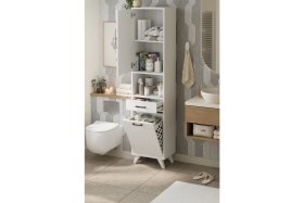 Resim Bofigo Çok Amaçlı Dolap Banyo Dolabı Kirli Çamaşır Sepeti Dolabı Şelale Beyaz 