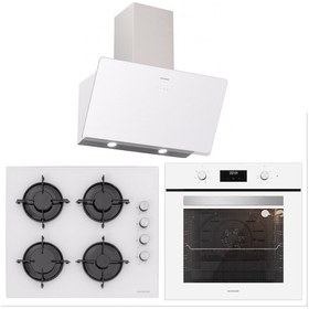 Resim Silverline BO6502W02 - CS5349W01 - 3457 Soho 60 Beyaz Cam Ankastre Set 
