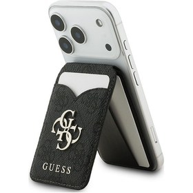 Resim Guess Aynalı Magnetik Kartlık Metal Büyük 4g Logolu Ve Standlı Siyah 