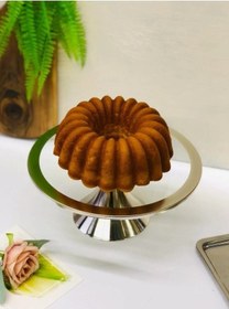 Resim Gümüş Yuvarlak Kek, Kurabiye Ve Ayaklı Pasta Standı 