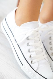 Resim Moda Pie Converse Düz Taban Kısa Kadın Spor Ayakkabı Beyaz 