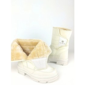 Resim Günlük Içi Termal Kaydırmaz Taban Cırtlı Krem Kadın Kar Botu 