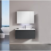 Resim Orka Likya 100 Cm Mdf Mat Antrasit Banyo Dolabı Takımı Antrasit 