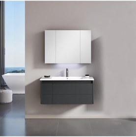 Resim Orka Likya 100 Cm Mdf Mat Antrasit Banyo Dolabı Takımı Antrasit 