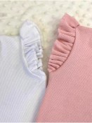 Resim ARYA BABY Fırfır Kol Detaylı 2li Kız Bebek Çocuk Tişört-üst Giyim-sıfır Kol 