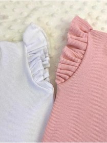 Resim ARYA BABY Fırfır Kol Detaylı 2li Kız Bebek Çocuk Tişört-üst Giyim-sıfır Kol 