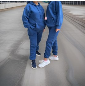 Resim Ceyss Design Unisex Üç İplik Şardonlu Oversize Hoodieli Eşofman Takımı-indigo İndigo 