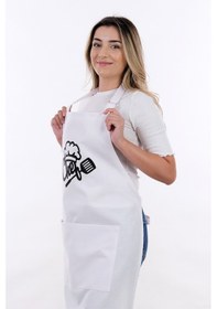 Resim Unisex Master Chef Ayar Askılı Mutfak Önlüğü Beyaz 