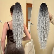 Resim 71.12 cm Su Dalgası Ombre Yüksek Sıcaklık Fiber Sentetik At Kuyruğu, Isıya Dayanıklı, Kadınlar İçin Günlük Kullanım 