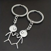 Resim Erkekler için 2 adet Stickman Kalp Anahtarlık Takımı, Sevimli Alaşım Anahtarlık, Yüzük Cüzdan Çanta Sırt Çantası Kolye Süsü, Ona ve Ona Sevgililer Günü Hediyesi 