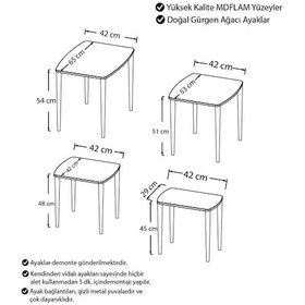 Resim Canisa Concept Telwe Serisi Üst Kalite Mdf 4lü Zigon Sehpa Takımı Beyaz Mermer Desenli / Gold Tablalar Beyaz Mermer / Ayaklar Gold 
