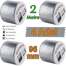 Resim Glaswen 4 Adet Çatı Izolasyon Bandı 96 mm x 2 mt Su Sızdırmazlık Geçirmez Delik Yalıtım Çamur Boru Sakız Tamir Bant 