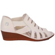 Resim Mammamia D25ys-2740 Kadın Hakiki Deri Dolgu Topuklu Sandalet Bej Siyah 