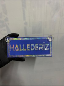 Resim HBSİ MAVİ RENK ÜZERİ HOLOGRAM RENK BABA YORGUN YAZILI VANTUZLU CAM SÜSÜ 