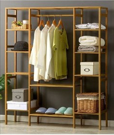 Resim MFG AHŞAP Ahşap Gardırop 150 X 140 X 35 Cm Açık Gardırop Elbise Askılığı 