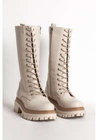 Resim Bej Dericlub 88046 Gerçek Deri Kadın Çizme Bej 